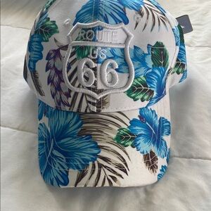 NWT Route 66 Baseball Caps Floral Prints Embroidered - Blue Color Uni-Sex Style